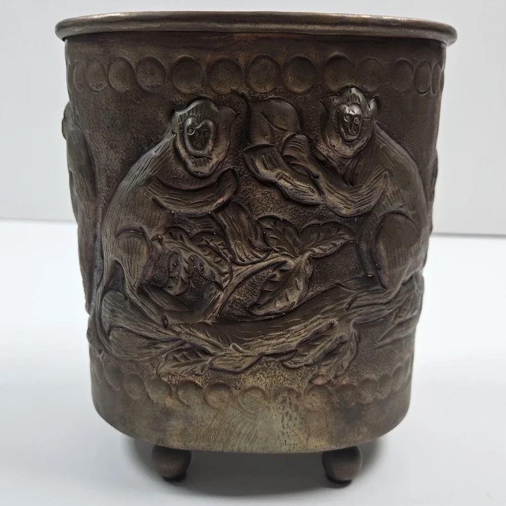 Brass Monkey‎ Canister Footed Tea Caddy Decorative Storage Trinket Box VTG